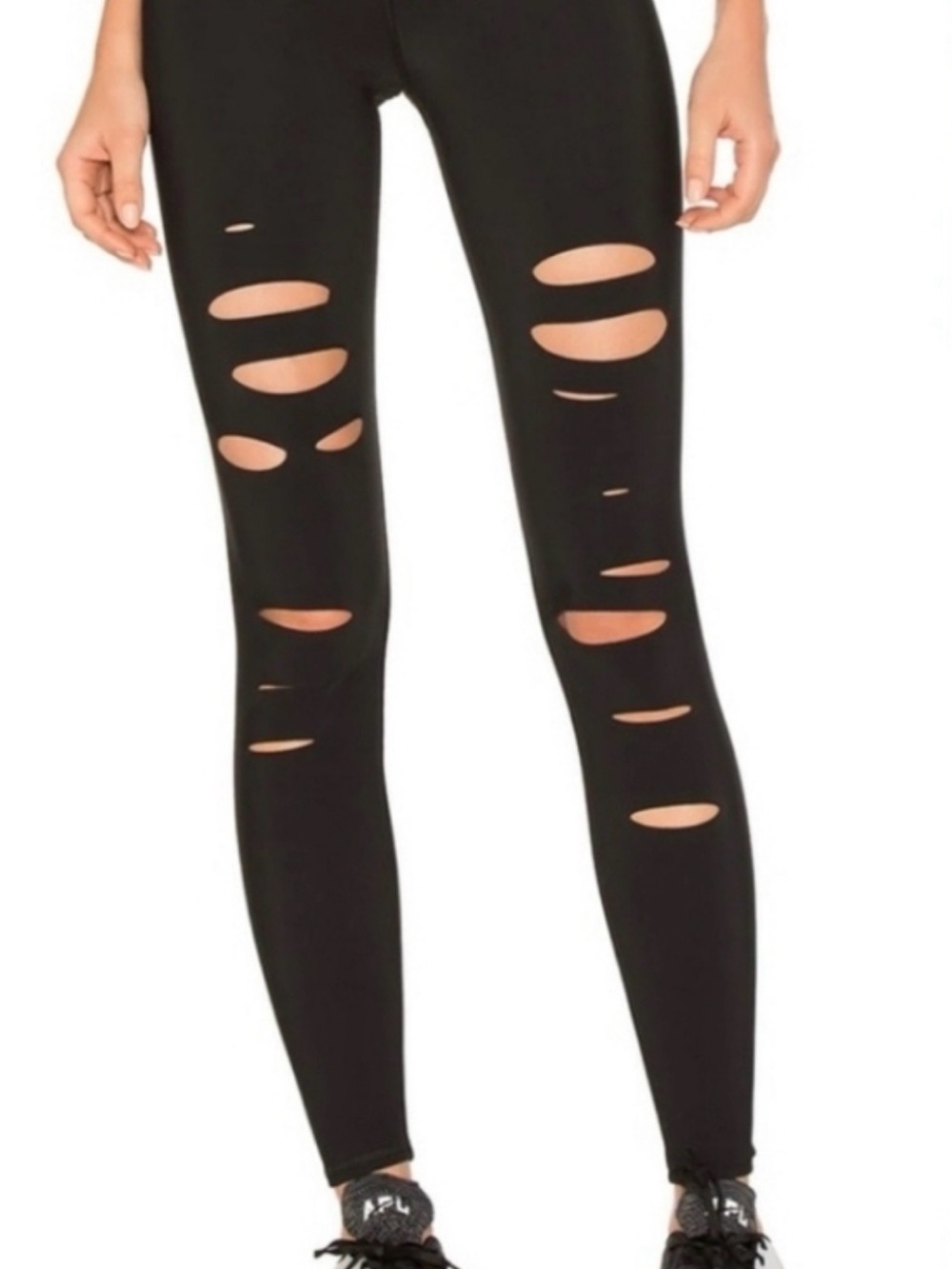 Zara Black Distressed Cut-Out Leggings